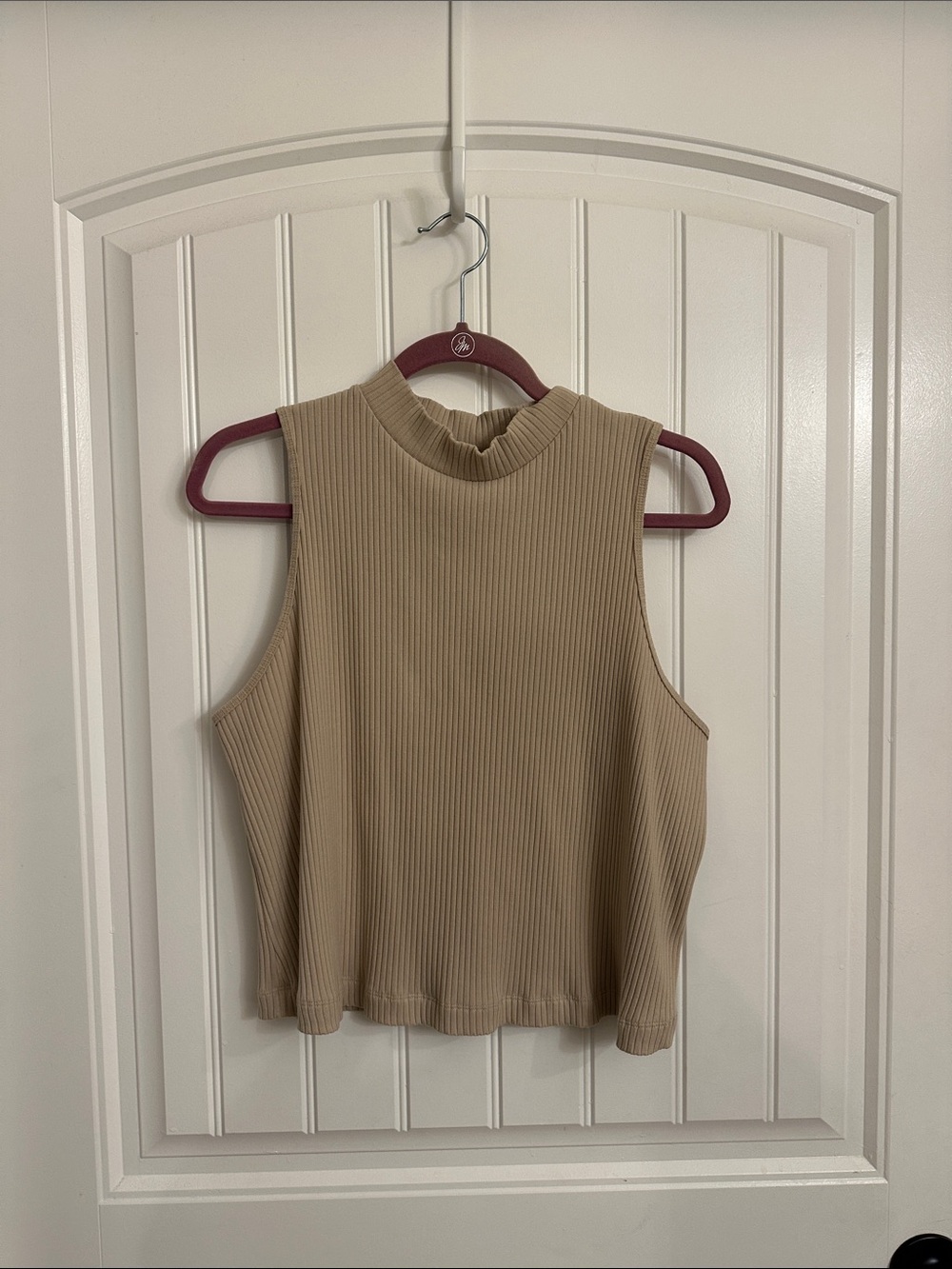 Old Navy Ribbed Mock Neck Tank Top - Beige